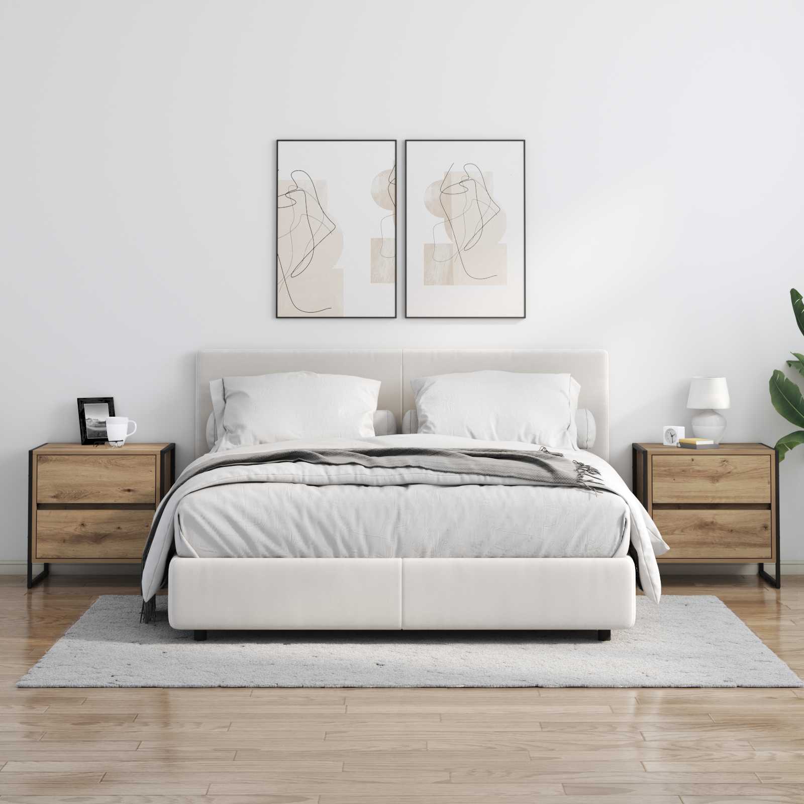 Nachtkastje met lade 2 pcs Ambachtelijk eiken 50 x 39,5 x 50 cm