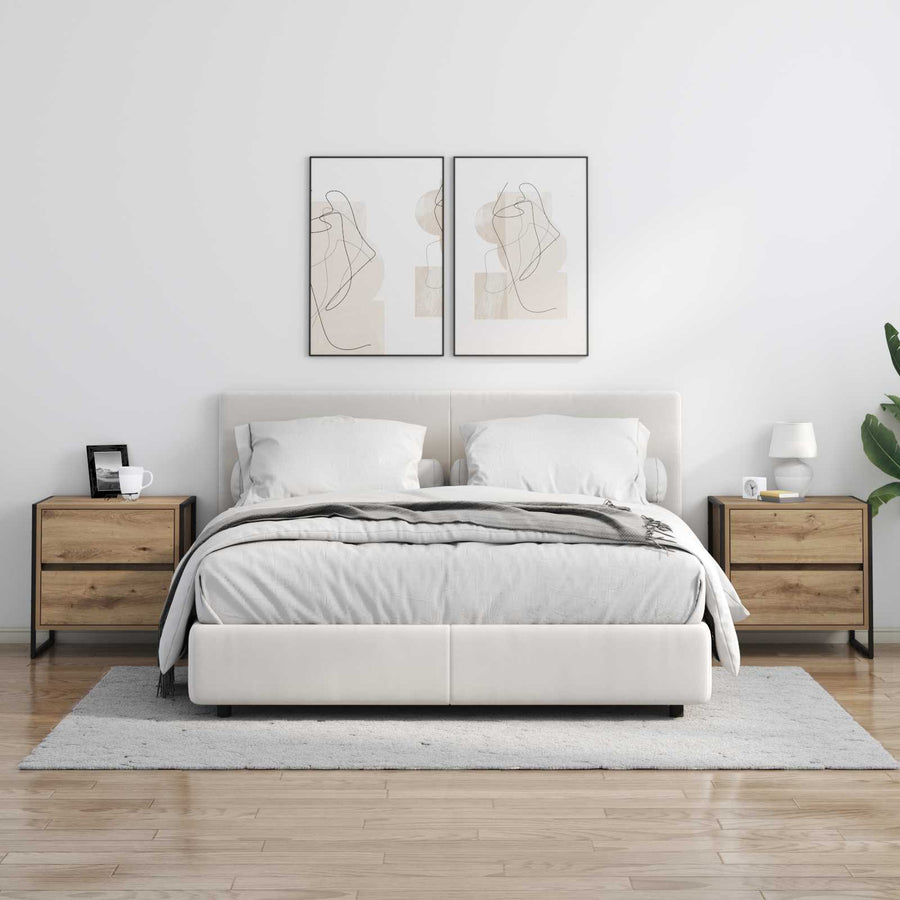 Nachtkastje met lade 2 pcs Ambachtelijk eiken 50 x 39,5 x 50 cm