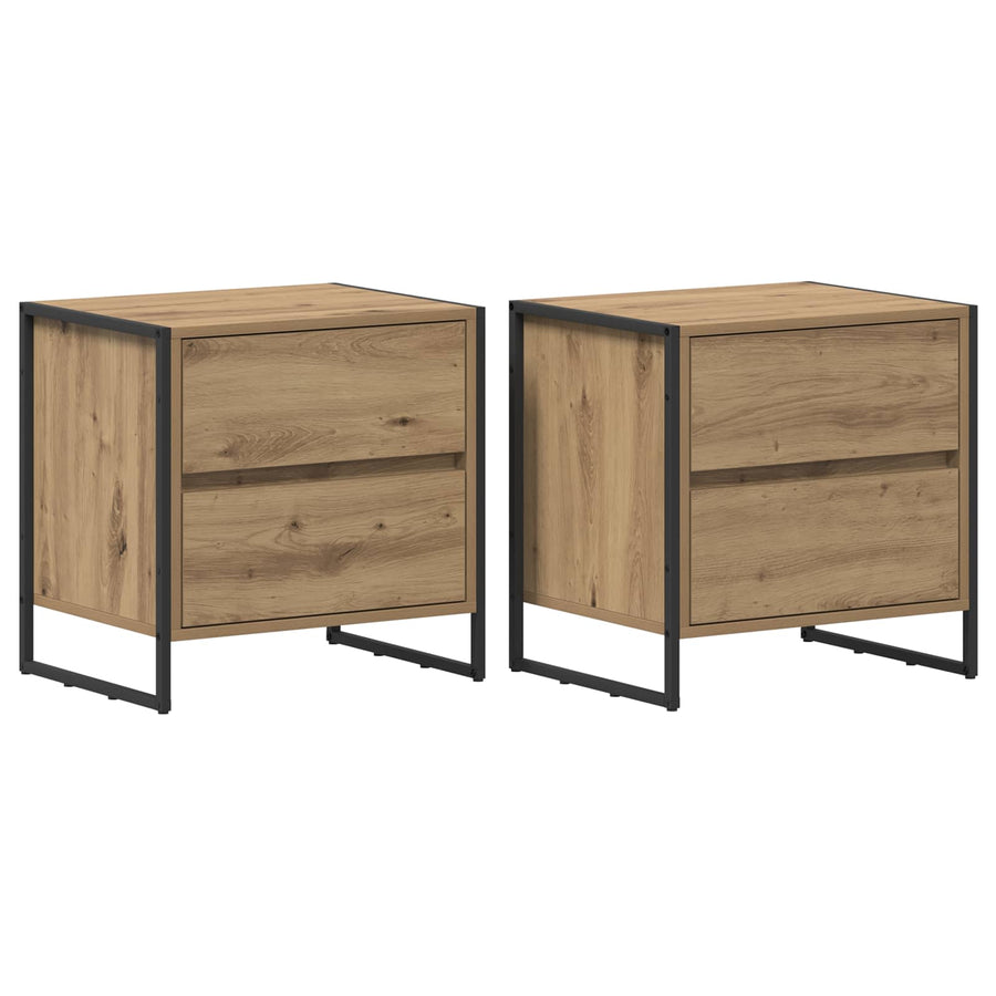 Nachtkastje met lade 2 pcs Ambachtelijk eiken 50 x 39,5 x 50 cm