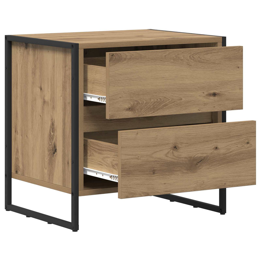Nachtkastje met lade 2 pcs Ambachtelijk eiken 50 x 39,5 x 50 cm