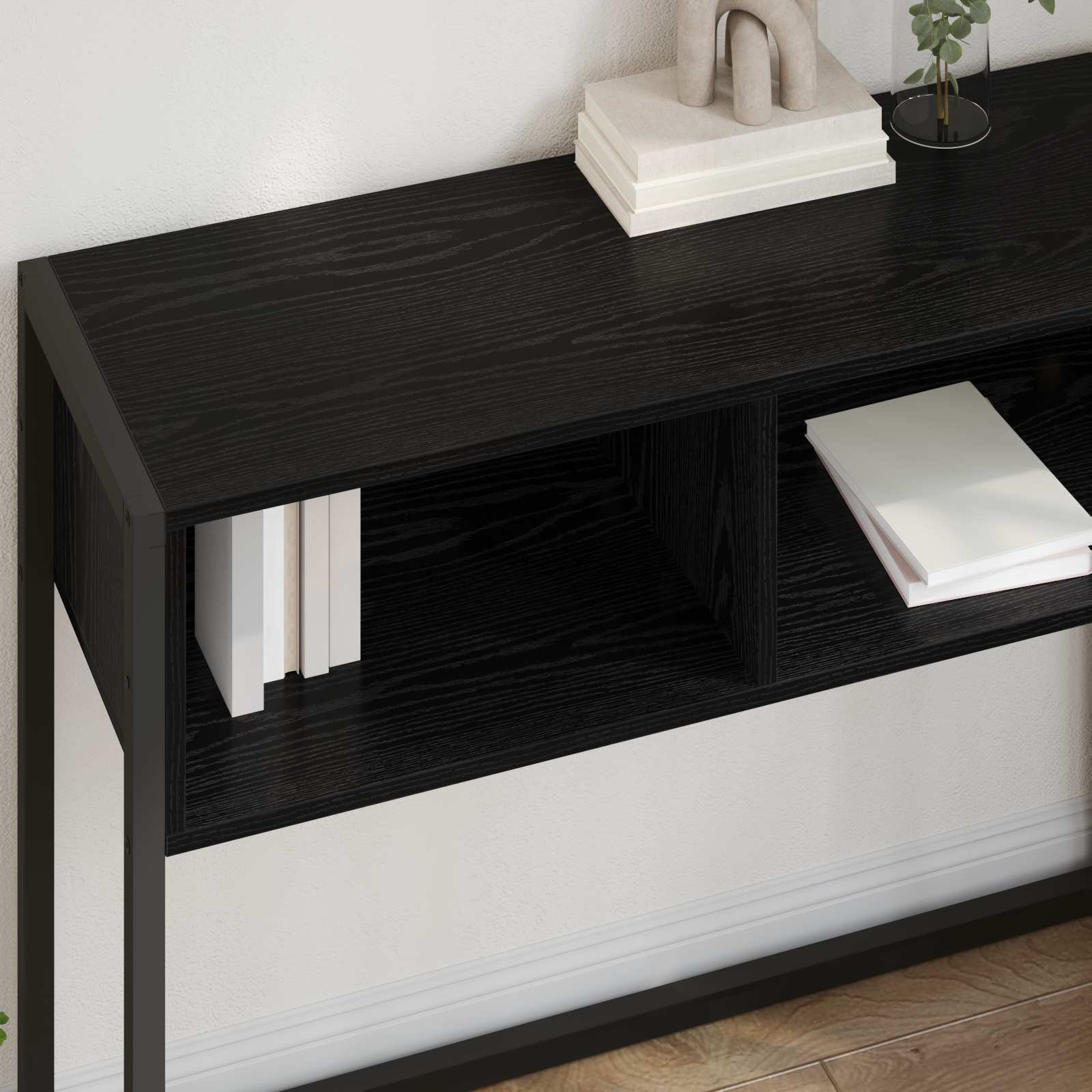 Bijzettafel Zwart Eiken 100 x 36 x 75 cm Bewerkt hout