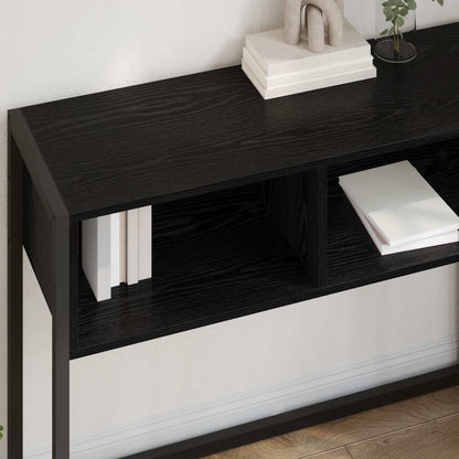 Bijzettafel Zwart Eiken 100 x 36 x 75 cm Bewerkt hout