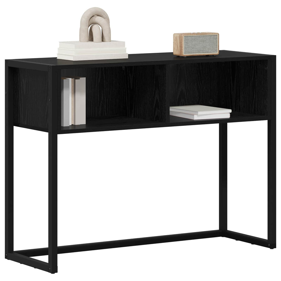 Bijzettafel Zwart Eiken 100 x 36 x 75 cm Bewerkt hout