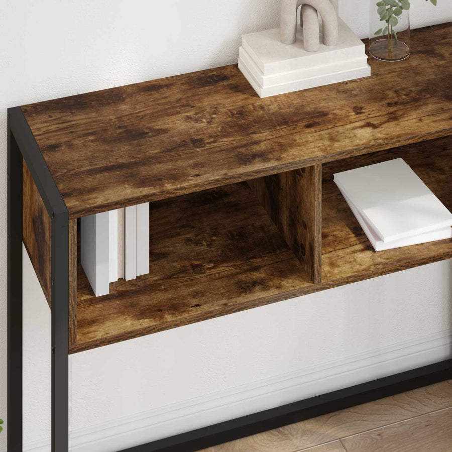 Bijzettafel met opslag Rook Eik 100 x 36 x 75 cm Bewerkt hout