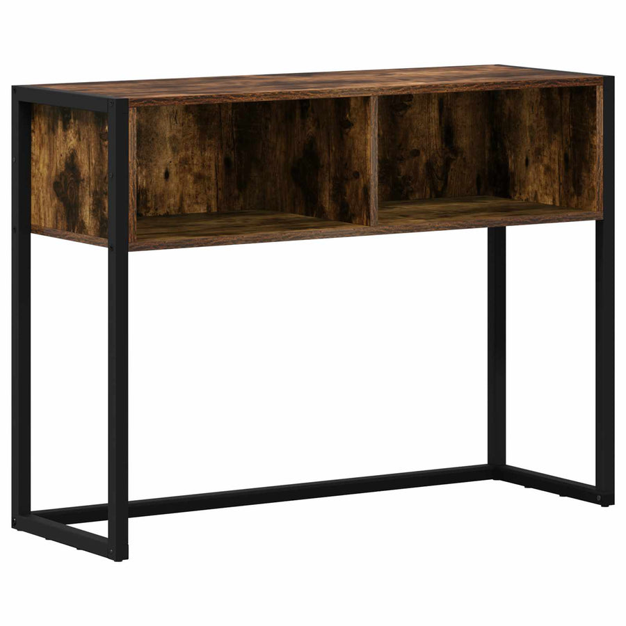 Bijzettafel met opslag Rook Eik 100 x 36 x 75 cm Bewerkt hout