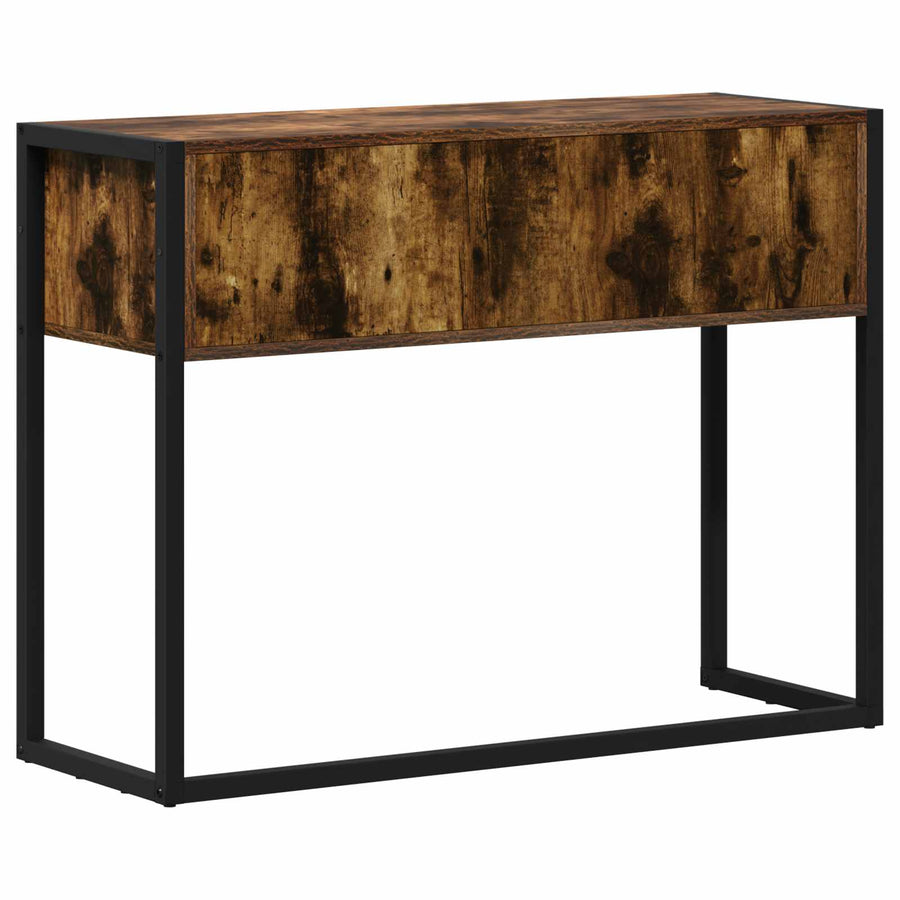 Bijzettafel met opslag Rook Eik 100 x 36 x 75 cm Bewerkt hout