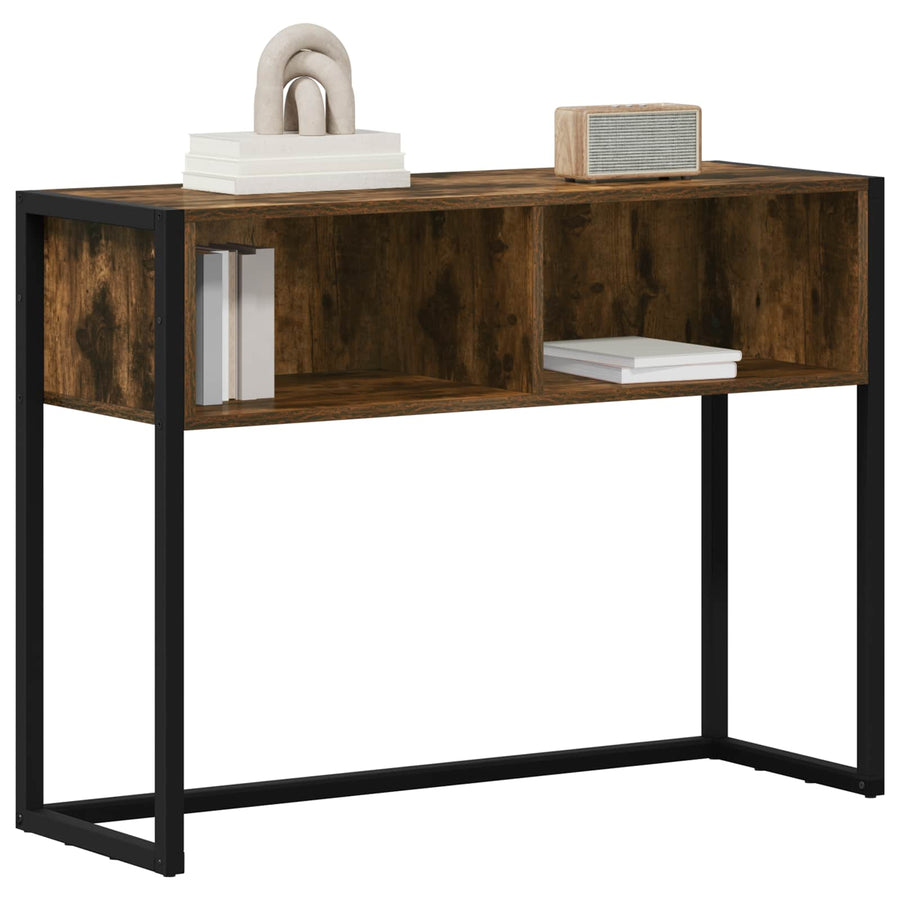 Bijzettafel met opslag Rook Eik 100 x 36 x 75 cm Bewerkt hout