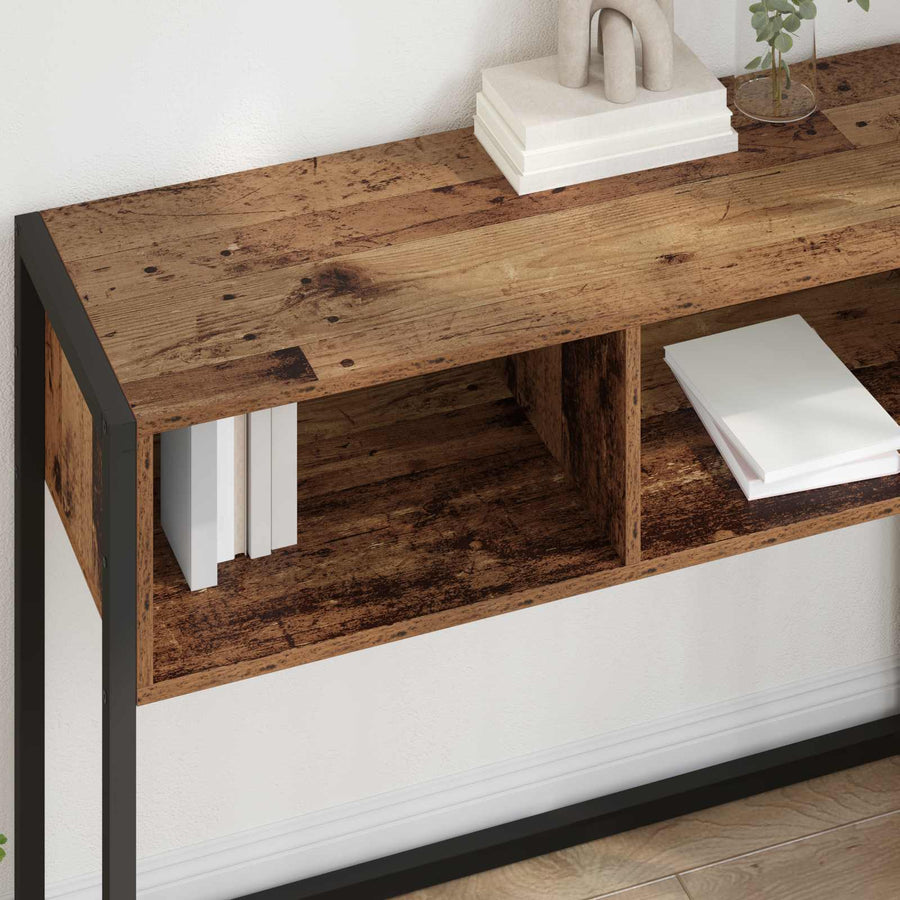 Bijzettafel met opslag Oud Hout 100 x 36 x 75 cm Bewerkt hout