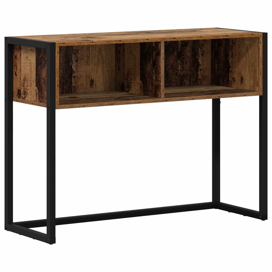 Bijzettafel met opslag Oud Hout 100 x 36 x 75 cm Bewerkt hout