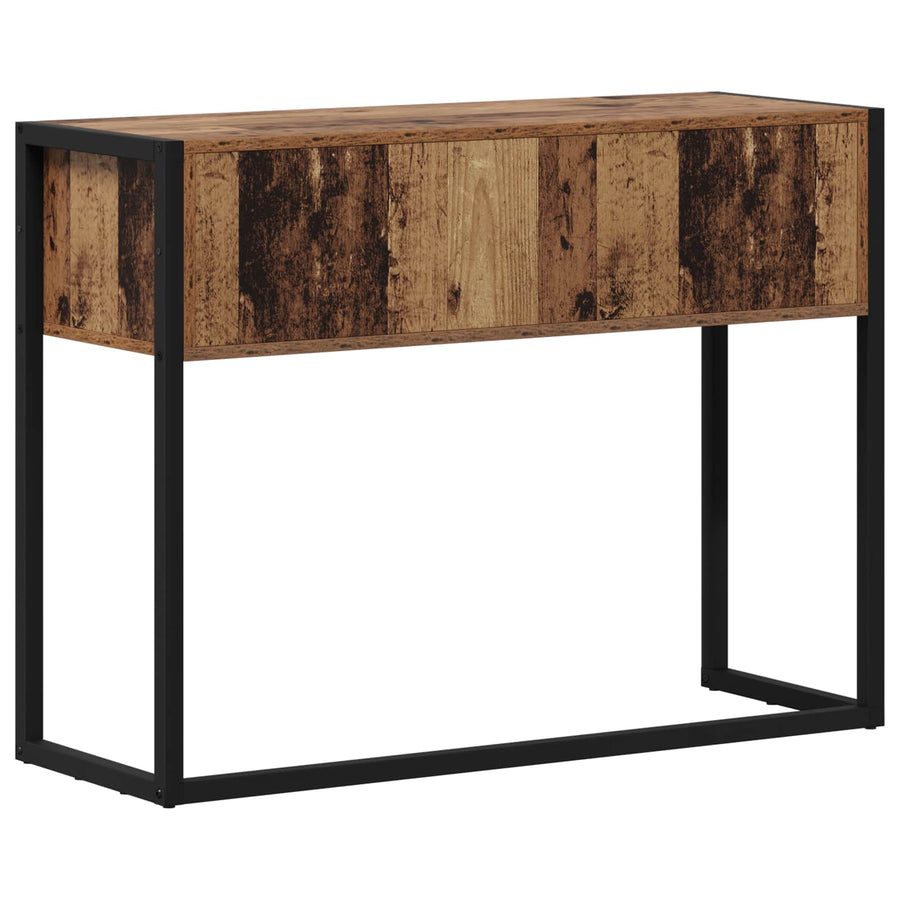 Bijzettafel met opslag Oud Hout 100 x 36 x 75 cm Bewerkt hout