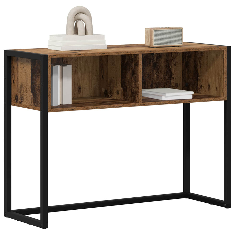 Bijzettafel met opslag Oud Hout 100 x 36 x 75 cm Bewerkt hout