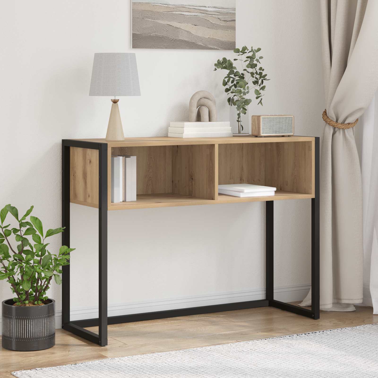 Bijzettafel Ambachtelijk eiken 100 x 36 x 75 cm Bewerkt hout
