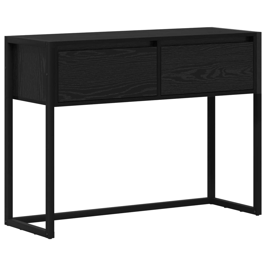 Bijzettafel met lade Zwart Eiken 100 x 36 x 75 cm Bewerkt hout