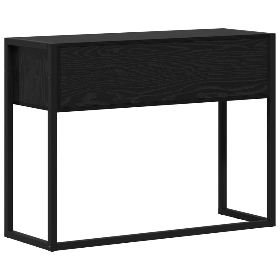 Bijzettafel met lade Zwart Eiken 100 x 36 x 75 cm Bewerkt hout