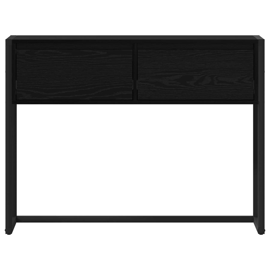 Bijzettafel met lade Zwart Eiken 100 x 36 x 75 cm Bewerkt hout