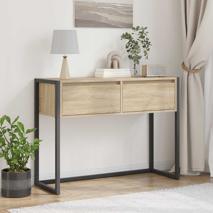 Bijzettafel met lade Sonoma 100 x 36 x 75 cm Bewerkt hout
