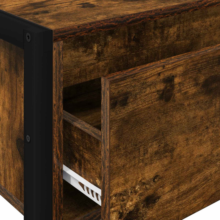 Bijzettafel met lade Rook Eik 100 x 36 x 75 cm Bewerkt hout