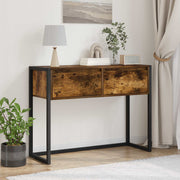 Bijzettafel rook eik 100x36x75 cm met lade