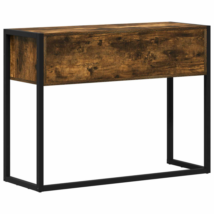 Bijzettafel met lade Rook Eik 100 x 36 x 75 cm Bewerkt hout
