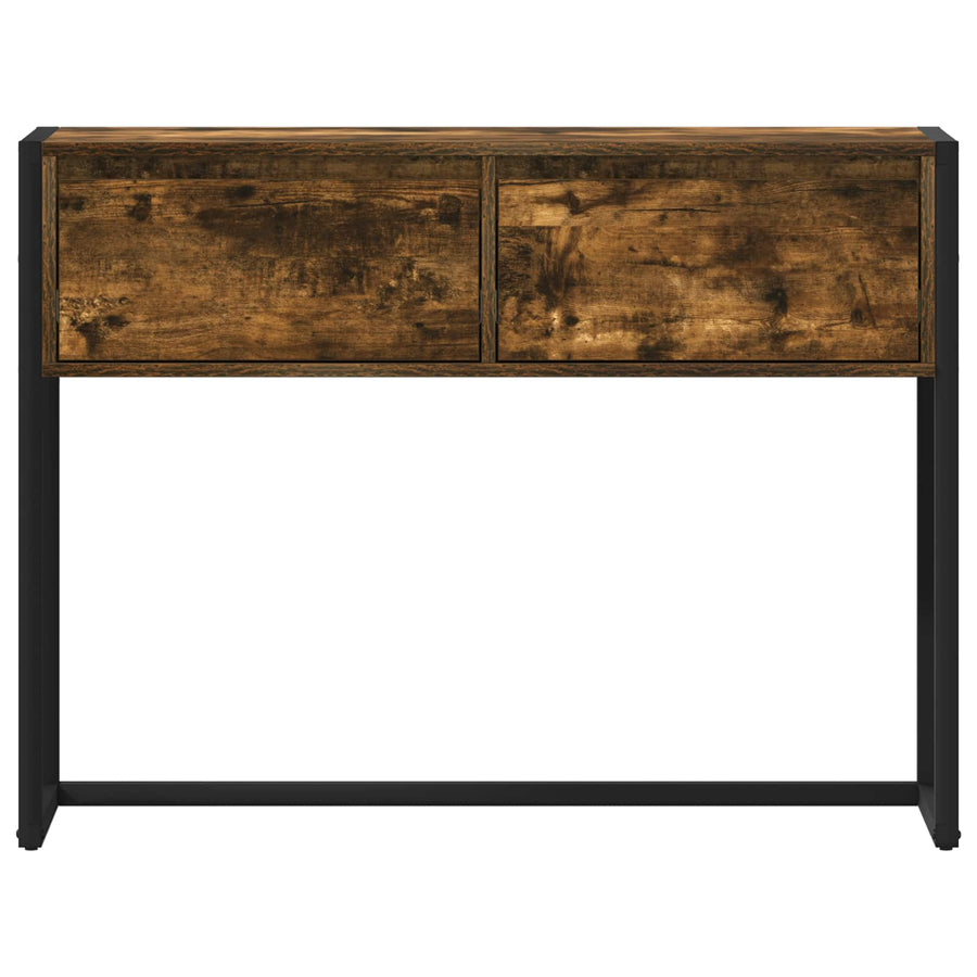 Bijzettafel met lade Rook Eik 100 x 36 x 75 cm Bewerkt hout