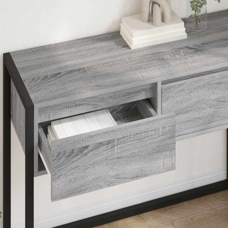 Bijzettafel met lade Grijs Sonoma 100 x 36 x 75 cm Bewerkt hout