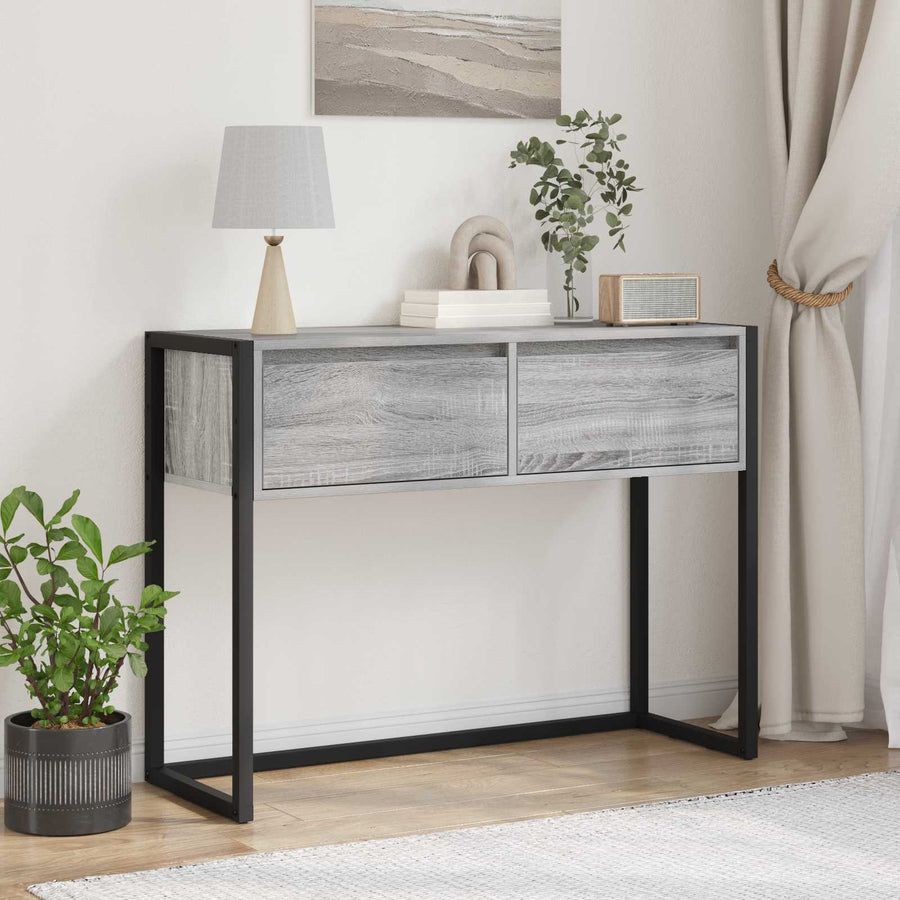 Bijzettafel met lade Grijs Sonoma 100 x 36 x 75 cm Bewerkt hout
