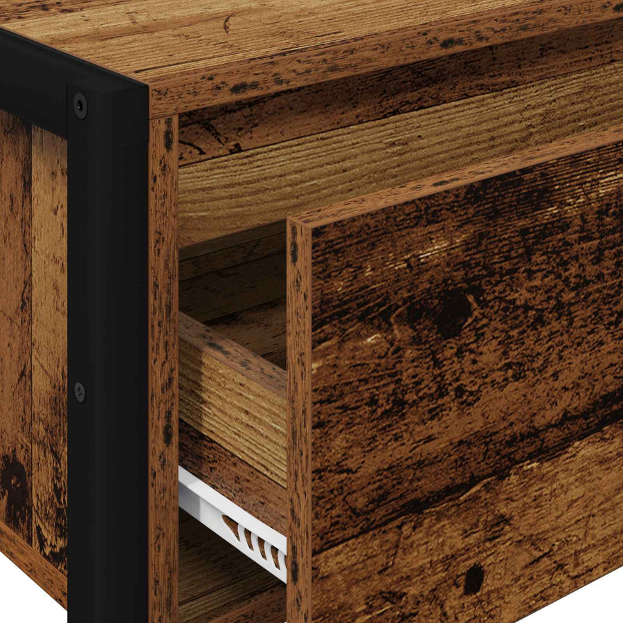 Bijzettafel met lade Oud Hout 100 x 36 x 75 cm Bewerkt hout