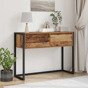 Bijzettafel 100x36x75 cm bewerkt hout met lade