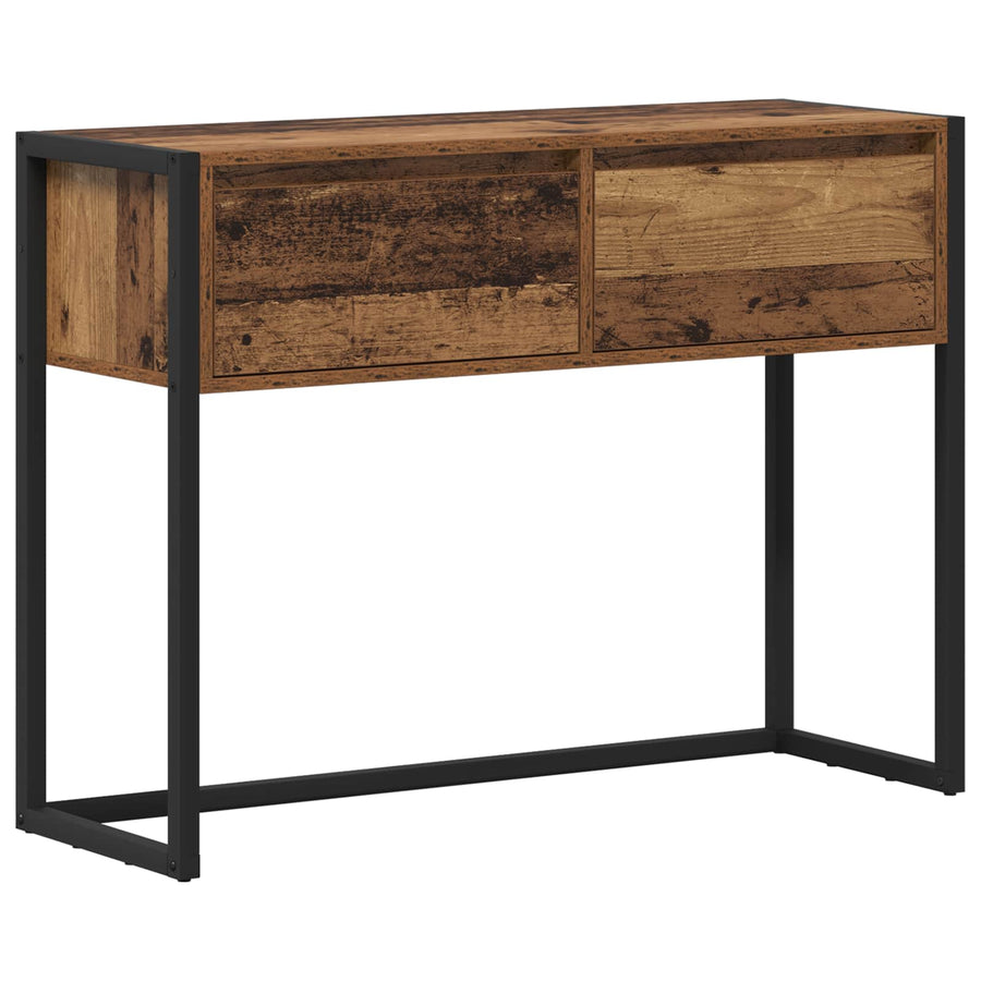 Bijzettafel met lade Oud Hout 100 x 36 x 75 cm Bewerkt hout