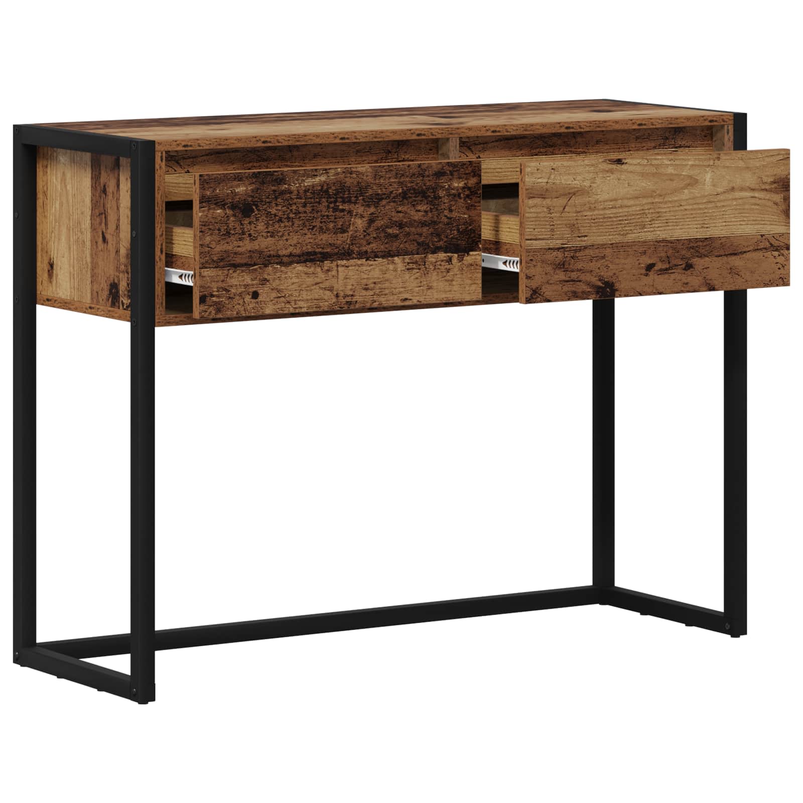 Bijzettafel met lade Oud Hout 100 x 36 x 75 cm Bewerkt hout