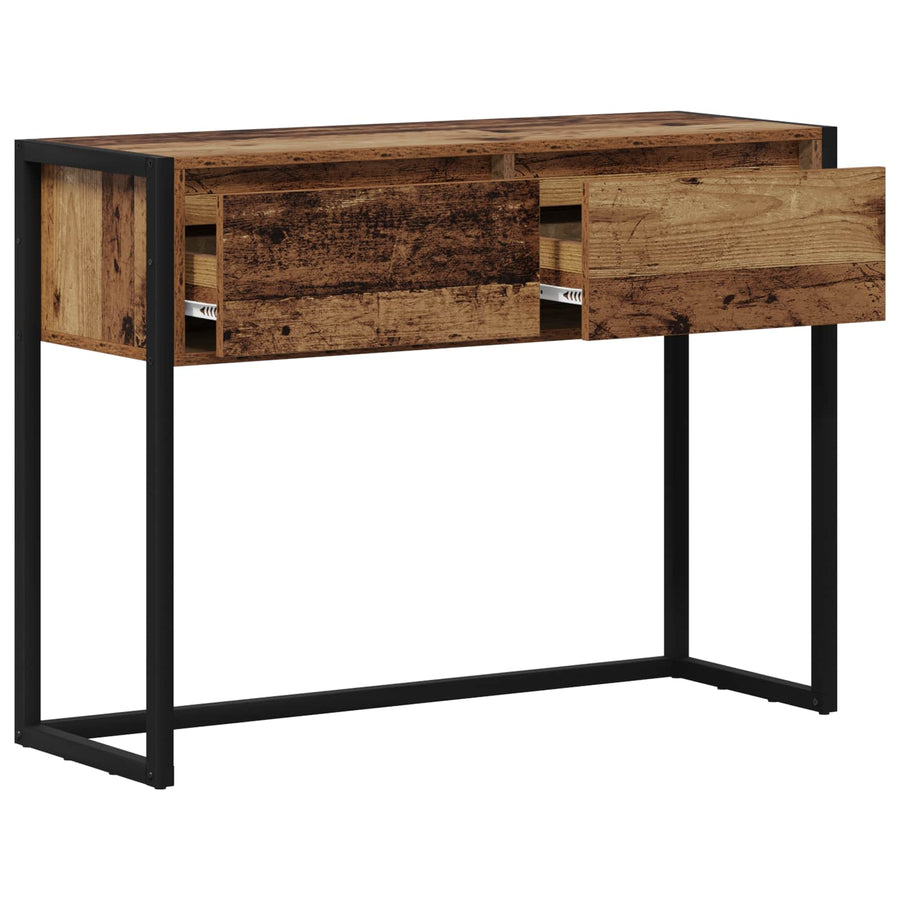 Bijzettafel met lade Oud Hout 100 x 36 x 75 cm Bewerkt hout