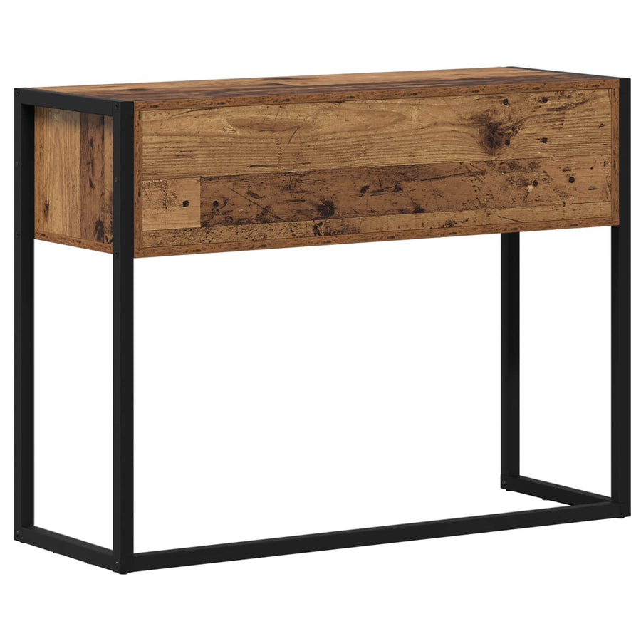 Bijzettafel met lade Oud Hout 100 x 36 x 75 cm Bewerkt hout