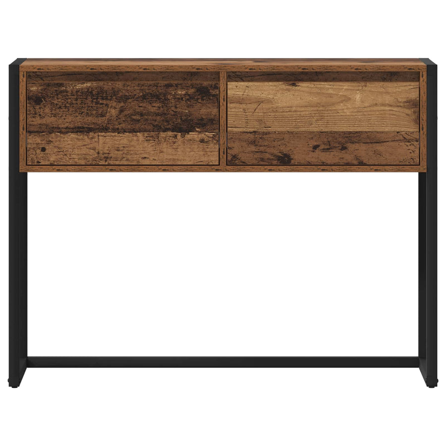 Bijzettafel met lade Oud Hout 100 x 36 x 75 cm Bewerkt hout