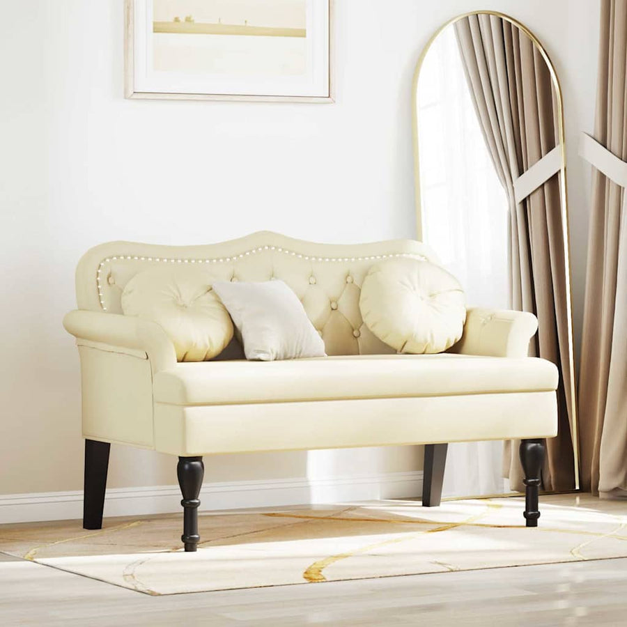 Chesterfield Bank met kussen Crème 120,5 x 65 x 75 cm Nep Leer