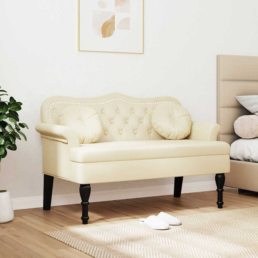 Chesterfield Bank met kussen Crème 120,5 x 65 x 75 cm Nep Leer