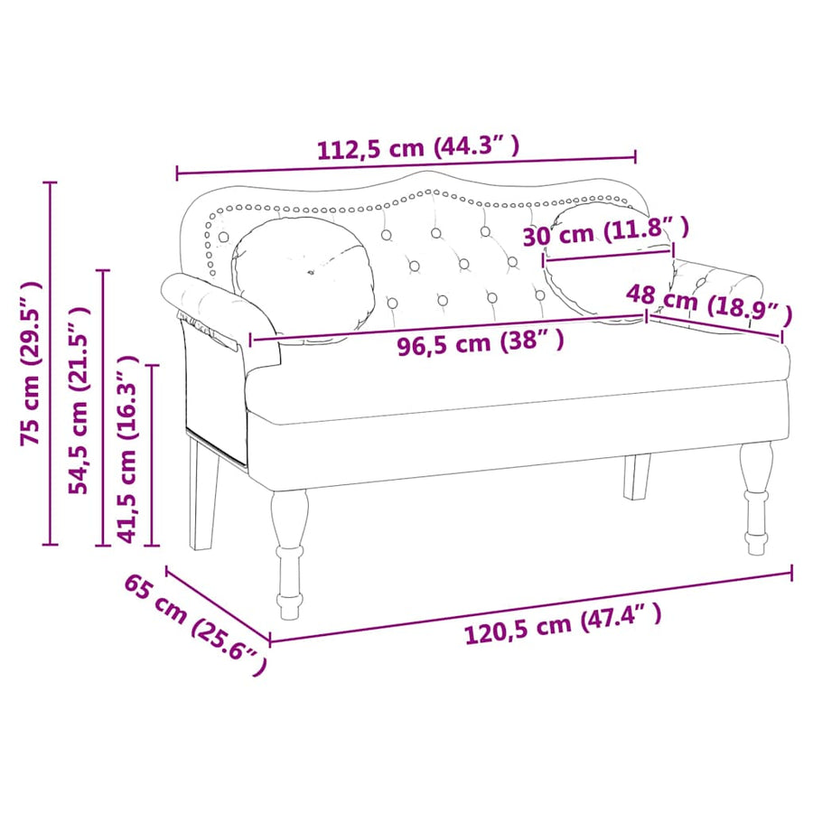 Chesterfield Bank met kussen Crème 120,5 x 65 x 75 cm Nep Leer