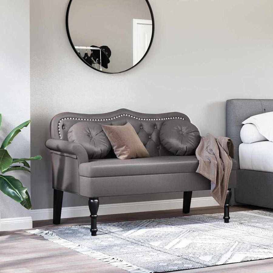 Chesterfield Bank met kussen Grijs 120,5 x 65 x 75 cm Nep Leer
