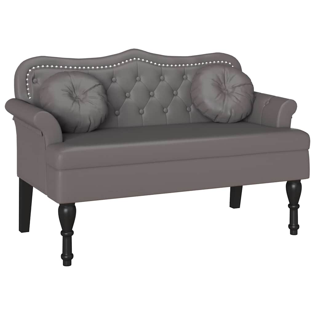 Chesterfield Bank met kussen Grijs 120,5 x 65 x 75 cm Nep Leer