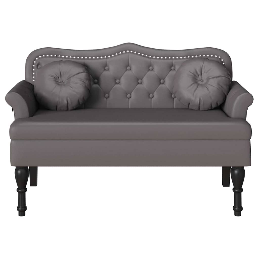 Chesterfield Bank met kussen Grijs 120,5 x 65 x 75 cm Nep Leer
