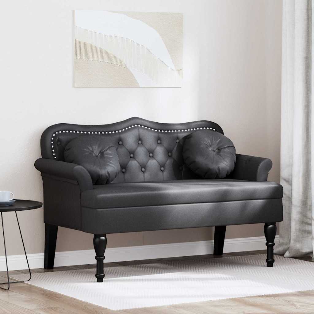 Chesterfield Bank met kussen Zwart 120,5 x 65 x 75 cm Nep Leer