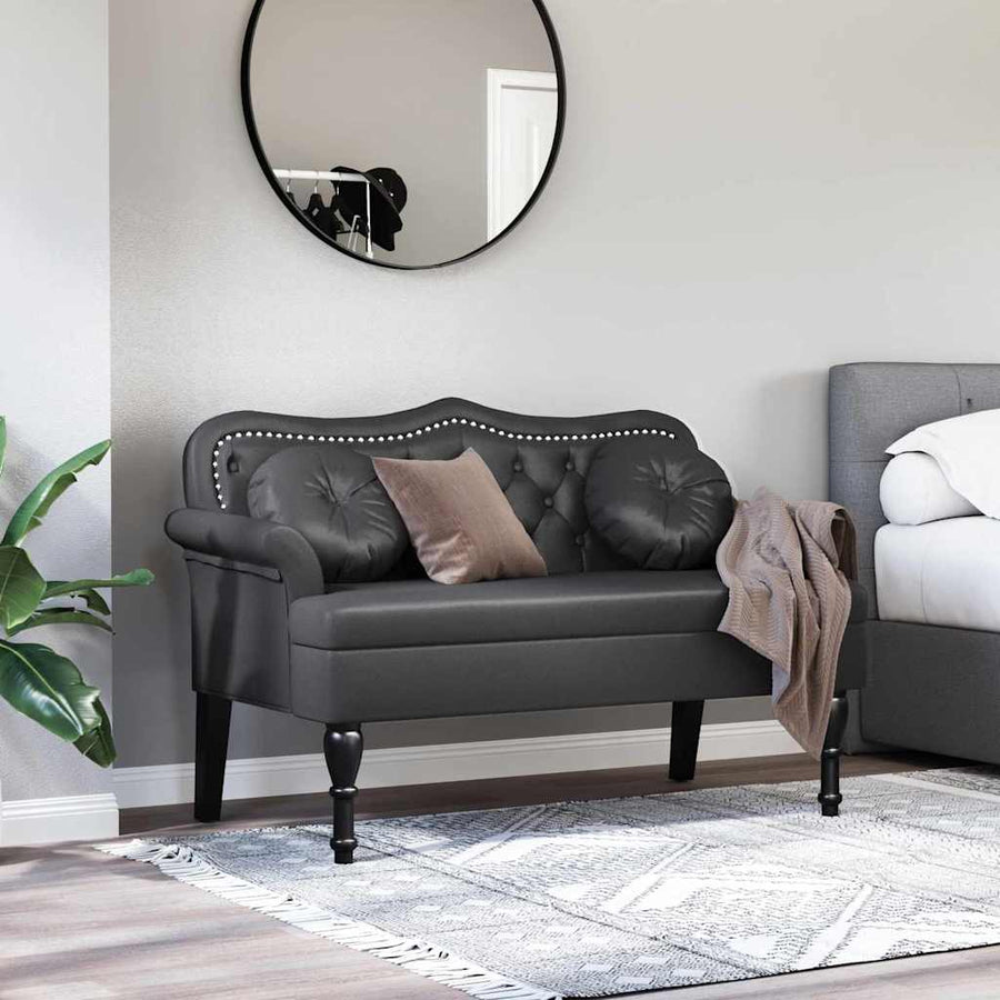 Chesterfield Bank met kussen Zwart 120,5 x 65 x 75 cm Nep Leer