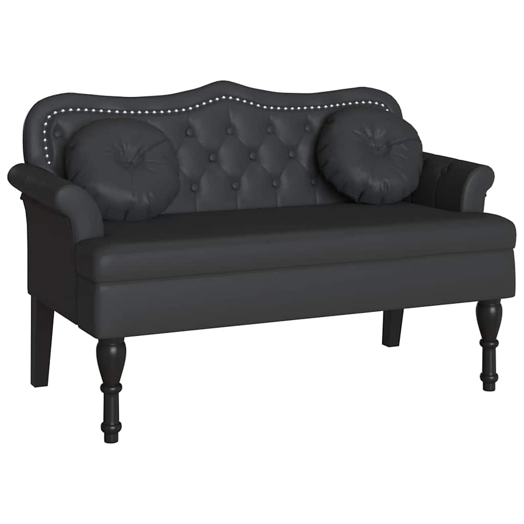 Chesterfield Bank met kussen Zwart 120,5 x 65 x 75 cm Nep Leer