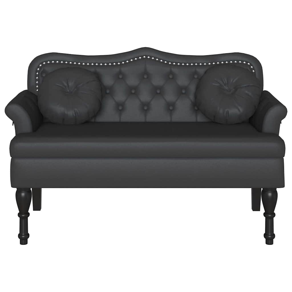 Chesterfield Bank met kussen Zwart 120,5 x 65 x 75 cm Nep Leer