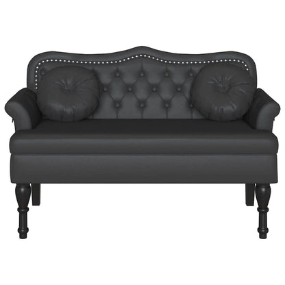 Chesterfield Bank met kussen Zwart 120,5 x 65 x 75 cm Nep Leer
