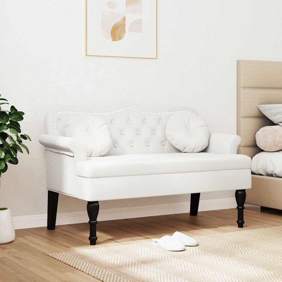 Chesterfield Bank met kussen Wit 120,5 x 65 x 75 cm Nep Leer
