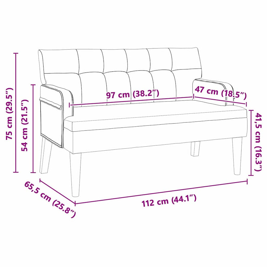 Chesterfield Bank Wijnrood 112 x 65.5 x 75 cm Fluweel