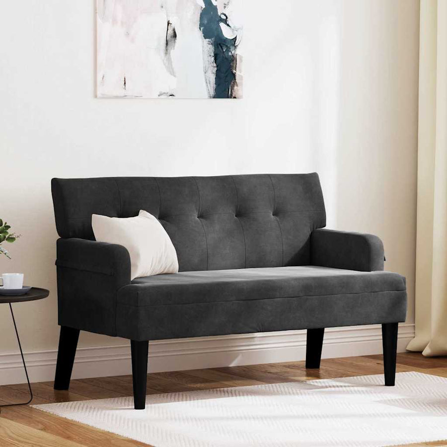 Chesterfield Bank Zwart 112 x 65.5 x 75 cm Fluweel