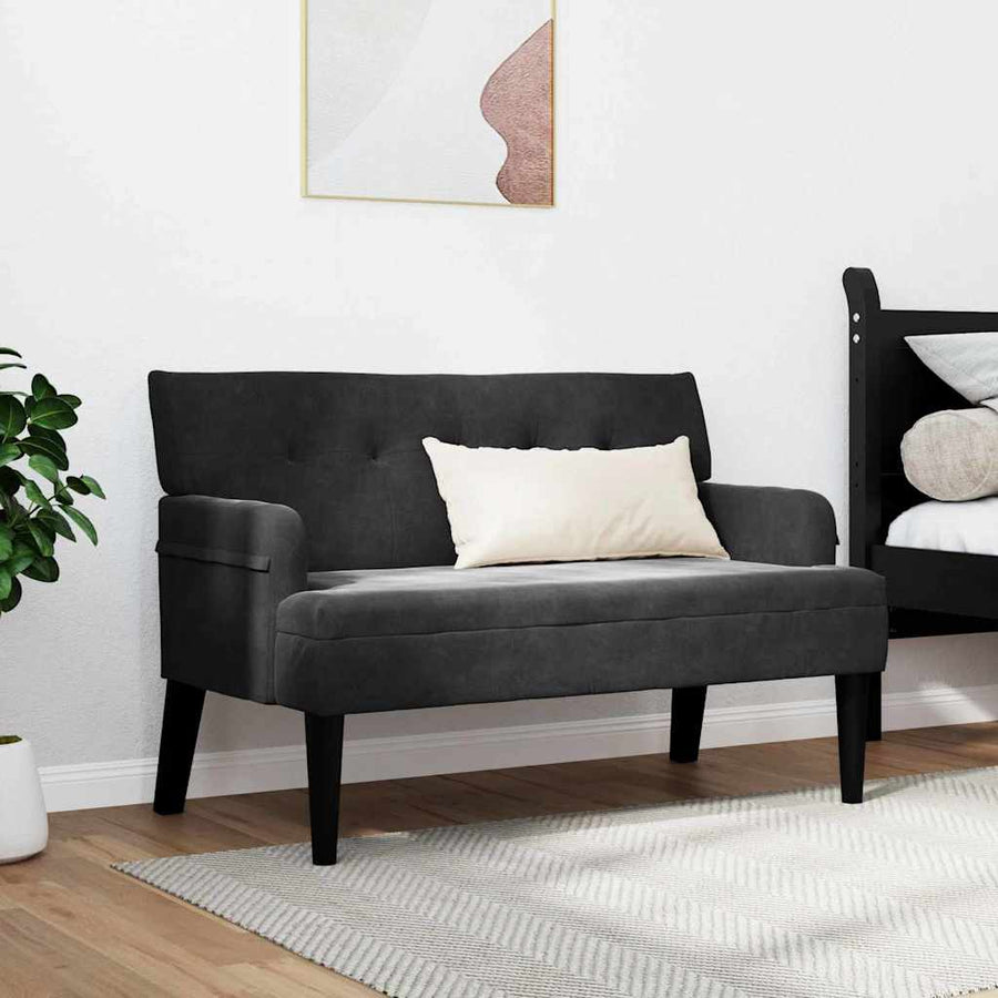 Chesterfield Bank Zwart 112 x 65.5 x 75 cm Fluweel