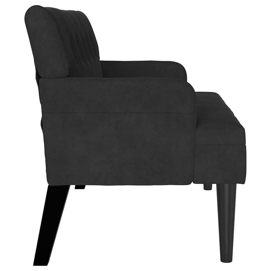 Chesterfield Bank Zwart 112 x 65.5 x 75 cm Fluweel