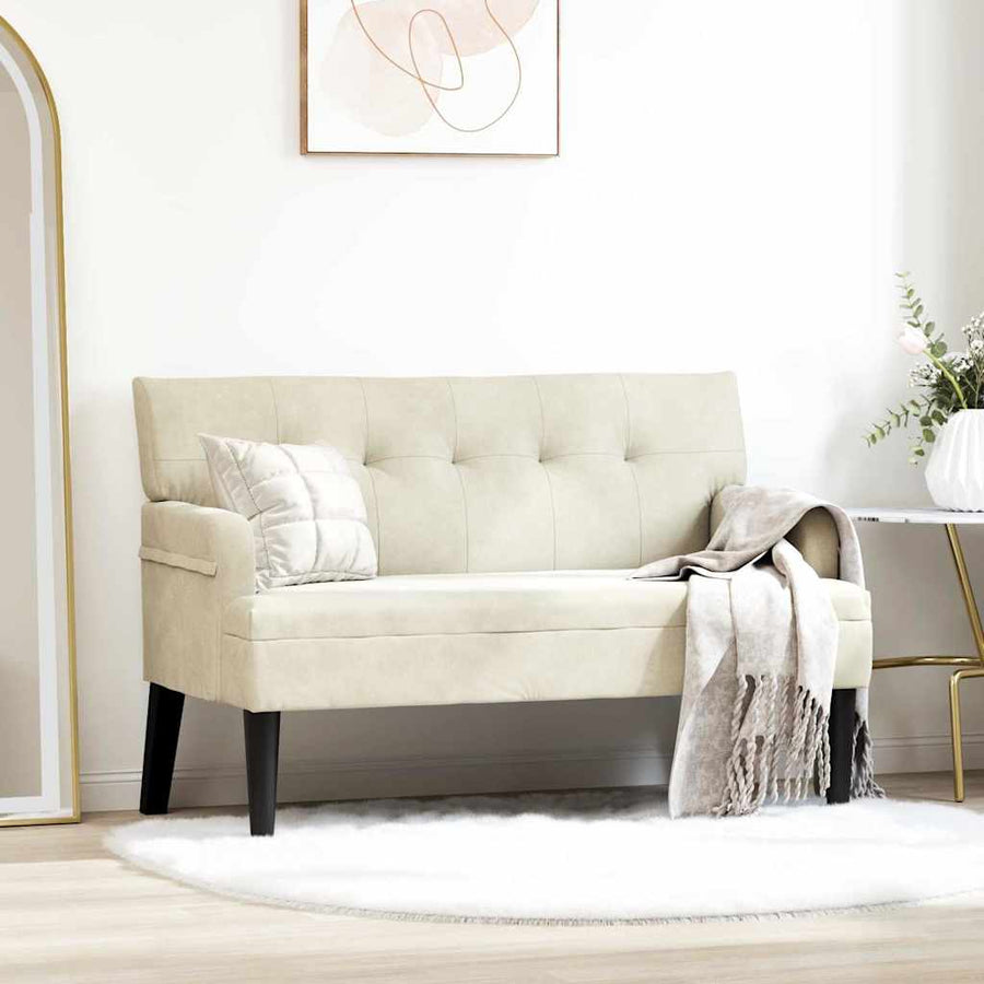 Chesterfield Bank Crème 112 x 65.5 x 75 cm Fluweel